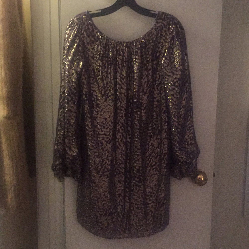 Shoshanna Leopard print lavender metallic dress